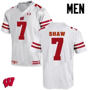 Men's Wisconsin Badgers NCAA #7 Bradrick Shaw White Authentic Under Armour Stitched College Football Jersey RO31X71IV
